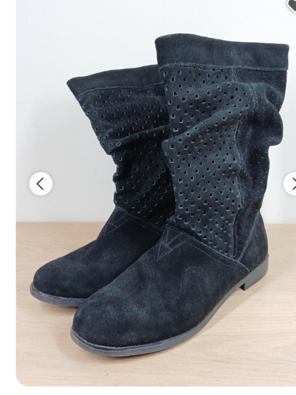 TOMS Serra Perforated Suede Mid Calf Slouch Boots 7.5